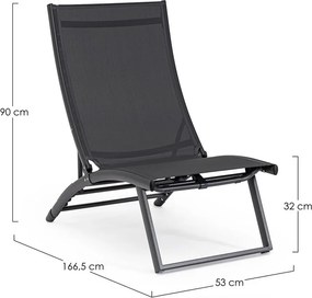 Antracitové kovové záhradné ležadlo Taylor – Bizzotto