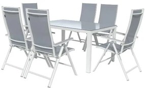 Livarno home Hliníkový záhradný stôl Houston + Hliníkové kreslo Houston s vysokým operadlom, 6 kusov  (800008274)