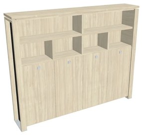 Vysoká šatníková skriňa Verno+ S 260 x 46 x 210 cm, s regálom, agát / čierna