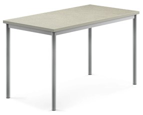 Stôl SONITUS, 1200x700x720 mm, linoleum - svetlošedá, strieborná