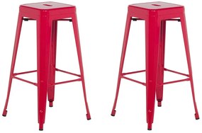 Sada 2 oceľových barových stoličiek 76 cm červená CABRILLO Beliani