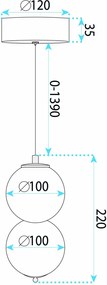 Toolight Toolight, LED závesné svietidlo, 10cm, 7W, 3000K, 1000lm, LHJ117-2CP, zlatá matná, OSW-03253