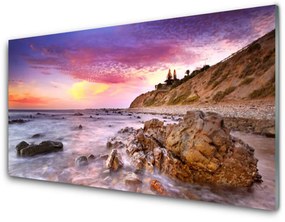 Obraz na skle More kamene krajina 100x50 cm