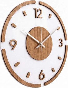 Moderné okrúhle nástenné hodiny – dubová a plexisklo | SENTOP IA-225-S
