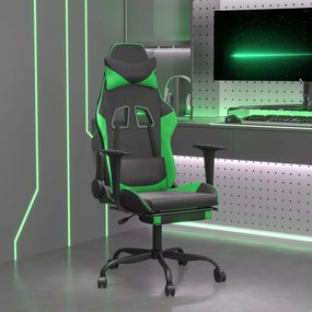 Herná stolička s opierkou na nohy čierna a zelená umelá koža