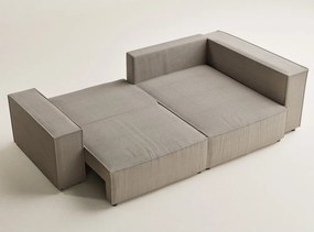 Béžová menčestrová rozkladacia/s úložným priestorom rohová pohovka (pravý roh/do L) Tonga – Maison de Rêve