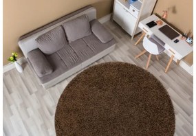 Koberec SOFFI kruh shaggy hnedý