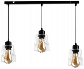 BERGE LED stropné závesné svietidlo 3xE27, rolovací, priehľadný štvorec