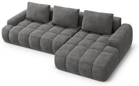 Sivá zamatová rozkladacia/s úložným priestorom rohová pohovka (pravý roh/s leňoškou) Linz – Cosmopolitan Design