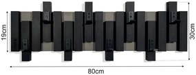 Čierny nástenný vešiak na oblečenie Šírka: 60 cm | Výška: 30 cm