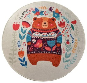 Detský okrúhly koberec Sweet Bear 140 cm viacfarebný