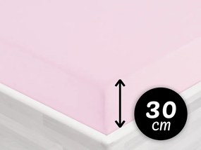 Jersey napínacie prestieradlo na vysoký matrac JR-032 Púdrovo ružová 100 x 200 - výška 30 cm
