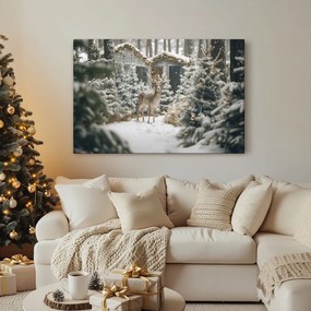 Obraz vianočný jeleň v lese