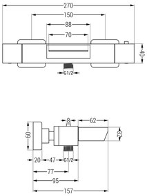 Mexen Tord, sprchový set s dažďovou sprchou a CUBE termostatickou vaňovou batériou, chrómová, 77360200-00