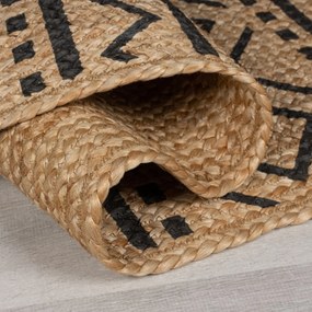 Flair Rugs koberce Kusový koberec Printed Jute Luis Natural/Black - 200x290 cm