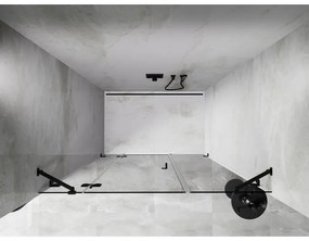 Mexen Lunar, ľavé výklopné sprchové dvere 135 cm, číre sklo, čierny profil, 834S-135-050-70-00-L