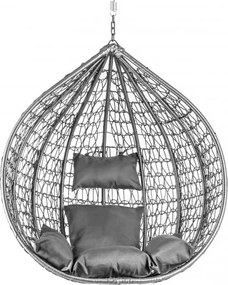 Sivé závesné kreslo KOKON bez stojanu, sivý vankúš