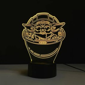 3Dmix 3DL-DRGB048 – 3D LED nočná lampa - Baby Yoda (Star Wars – Mandalorian) (Dual RGB)