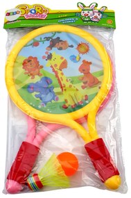 LEAN TOYS Detské bedmintonové rakety Zvieratá – žltá, ružová