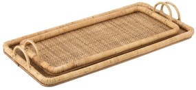 Set 2ks ratanový podnos s uchami Rattan Boom - 71*36*10/ 61*28*9 cm