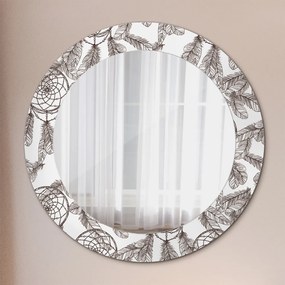 Okrúhle ozdobné zrkadlo Perie snov fi 60 cm