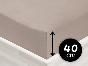 Jersey napínacie prestieradlo na extra vysoký matrac JR-027 Sivohnedé 160 x 200 - výška 40 cm