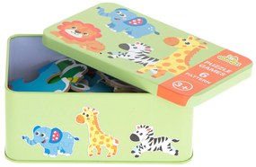Puzzle safari zvieratká v kovovej krabice 25 prvkov