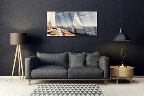 Skleneny obraz Loďky more príroda 140x70 cm