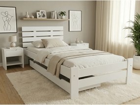 Posteľ PARIS zvýšená 90x200 cm, biela Rošt: Bez roštu, Matrac: Matrac Somnia 18 cm