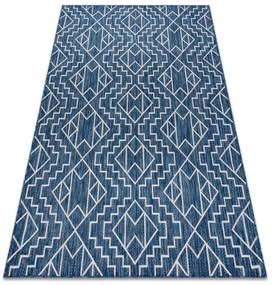 Koberec SISAL SION Geometrický, diamanty 21778 tmavomodrý / ecru