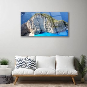 Obraz na skle Skaly more príroda 140x70 cm