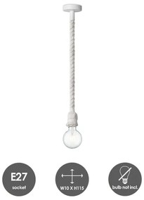 Luster na lanku LEONARDO ROPE 1xE27/10W/230V biela