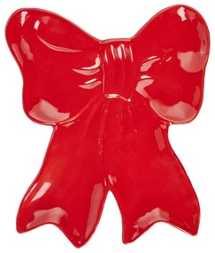 PRESENT Dekoračný tanier mašľa 30 cm - červená