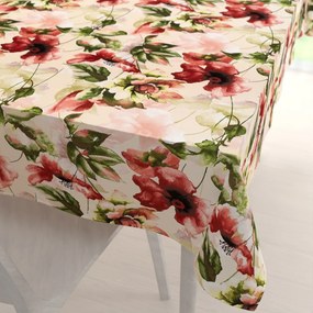 Biante Zamatový obdĺžnikový obrus Tamara TMR-051 Abstraktné červené kvety na žltobéžovom 60x100 cm