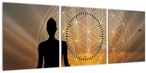 Obraz meditácie (s hodinami) (90x30 cm)