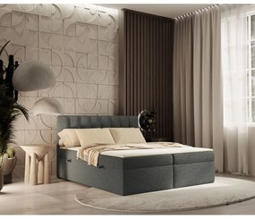 Tmavosivá boxspring posteľ s úložným priestorom 160x200 cm Novento – Maison de Rêve