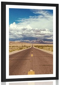 Plagát s paspartou cesta v púšti - 40x60 white