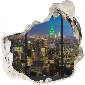 Nálepka 3D diera na stenu betón New york v noci nd-p-96183683