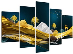 Obraz - Jeleň v krajine (150x105 cm)