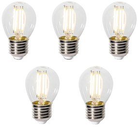 Sada 5 ks E27 3-staps dimbaar LED lamp P45 helder glas 5W 470 lm 2700K