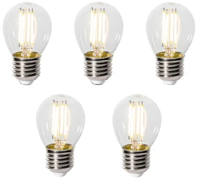 Sada 5 ks E27 3-staps dimbaar LED lamp P45 helder glas 5W 470 lm 2700K