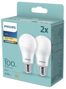 2PAK LED žiarovka E27 A60 13W = 100W 1521lm 2700K Warm PHILIPS