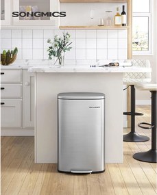 Kuchynský odpadkový kôš 50 L, pedálový, strieborný