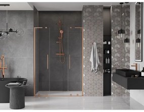 Mexen Velar L Duo, posuvné sprchové dvere do otvoru 160 cm, 8mm číre sklo, medená matná, 871-160-003-02-65