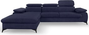 Rohová sedacia súprava Scala, tmavo modrá látka, ľavý roh