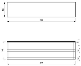 Nástenný vešiak na uteráky s poličkou 14x60 cm biela