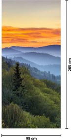 Fototapeta na dvere - Červánky v horách (95x205cm)