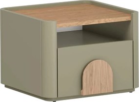 Nočný stolík Amilio 50 cm - eukalyptus / dub baltic dune / úchytky dub prírodný