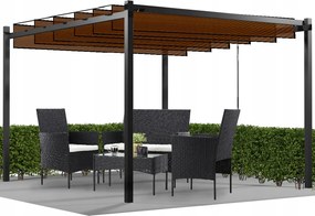 Garden Line ZÁHRADNÁ PERGOLA S POHYBLIVÝMI POLYKARBONÁTOVÝMI LAMELAMI 3 x 3 M HNEDÁ *4016