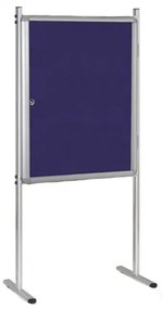 Vnútorná vitrína na stojane, 720 x 980 mm, textilná, modrá, obojstranná